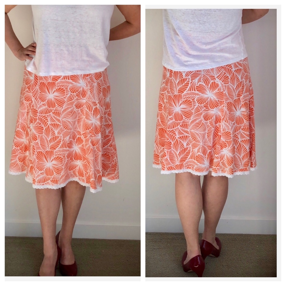 Cute spring/summer skirt, orange/white L